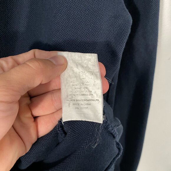 PALACE Skateboards SS18 High Sweat Pique Knit Sweatshirt Navy mens size Large - Picture 7 of 8